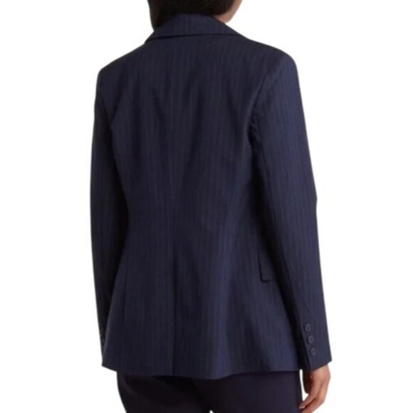 NWT Avec Les Filles Tailored Navy Double Breasted Pinstripe Blazer Jacket 2X - Picture 2 of 10